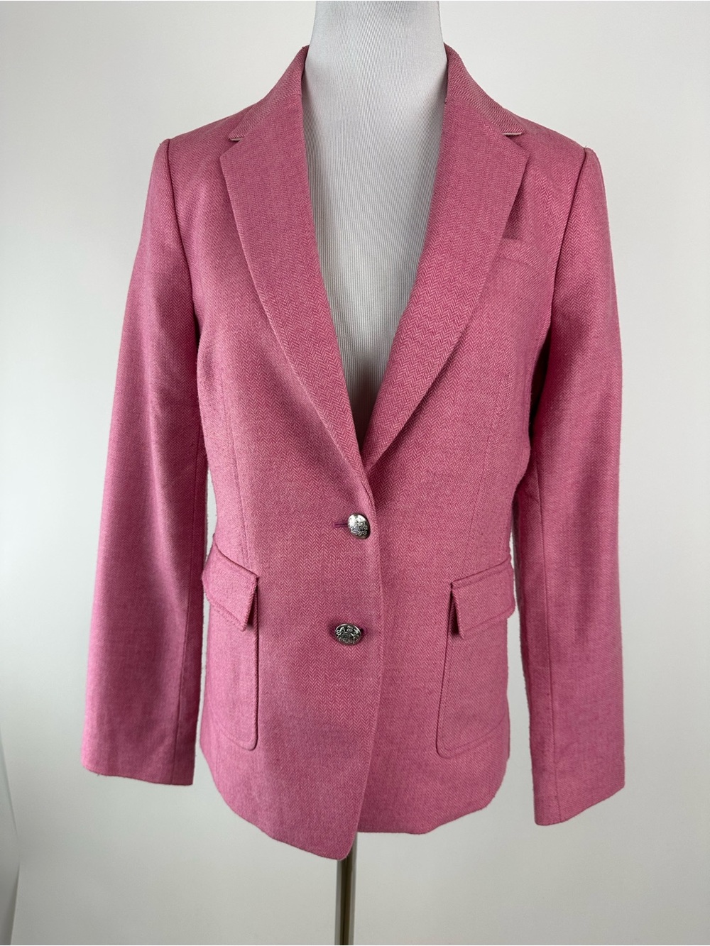Banana Republic Pink Herringbone Hacking Jacket Blazer Size 8